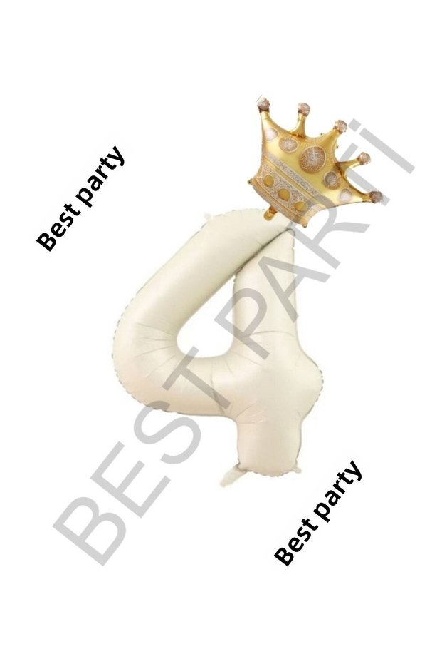 Best Beige Number and King Crown Foil Balloon Set Age 4