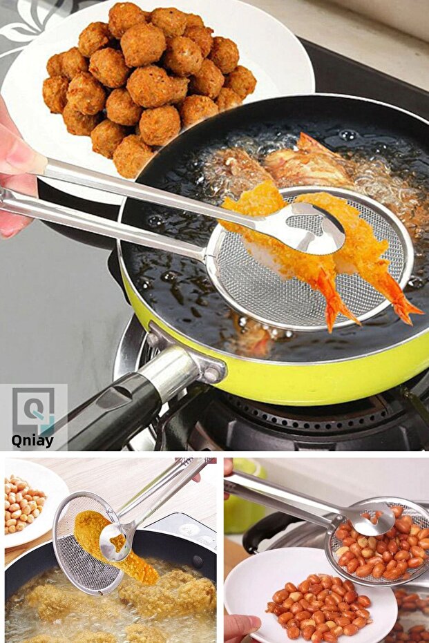 Practical Steel Colander Colander Tongs (stainless Steel) Yag Filter Frying Boiling Tongs