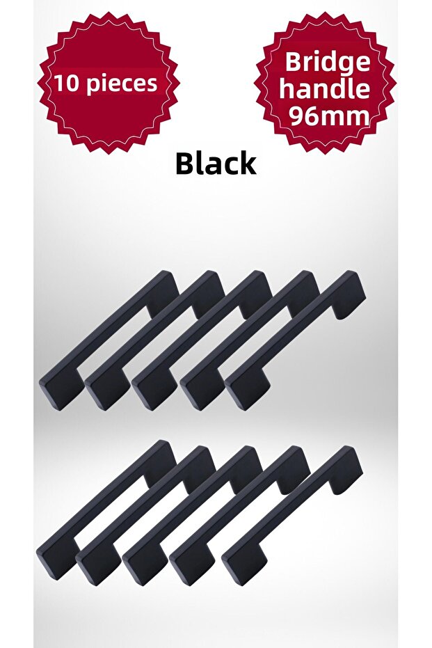Bridge Plastic 96mm Black Furniture Drawer Handle Cabinet Pack of 10 – Durable and Stylish Design