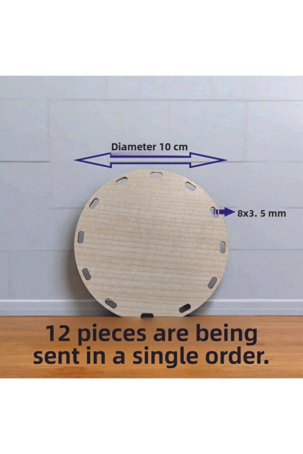 Wooden Cream 10 cm 12 Pieces Bamboo Tray Mesh Plate Supla Perforated Coaster Crochet Base Craft Basket Base