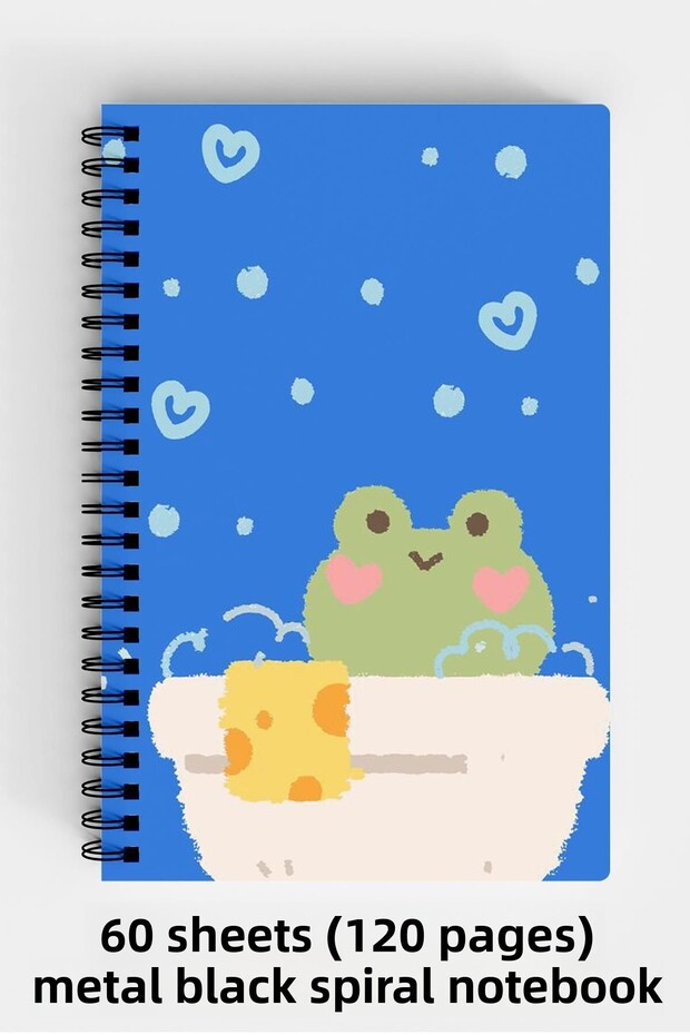 Frog in the Bathtub Design A5 Spiral Hard Cover Notebook 120 Sheets