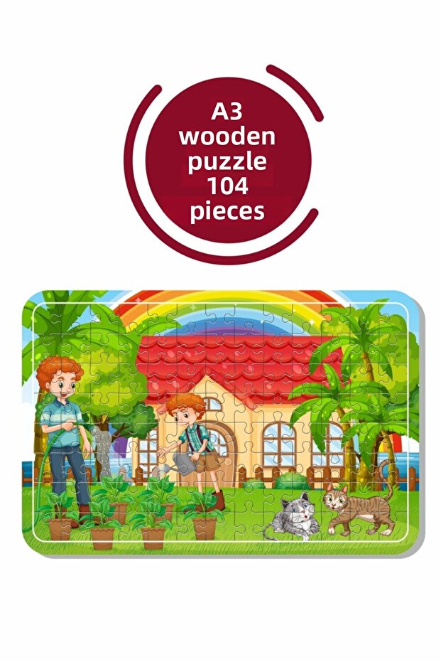 We Water Our Garden A3 104 Piece Wooden Puzzle