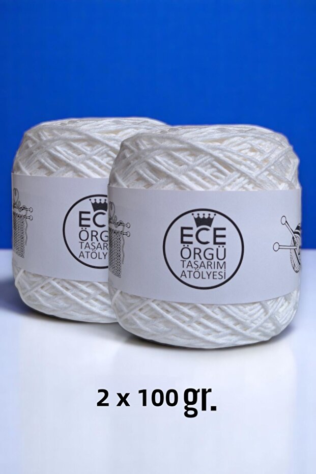 White, Twisted, 50% Bamboo 50% Cotton Hand Knitting Yarn (200 Gr.)