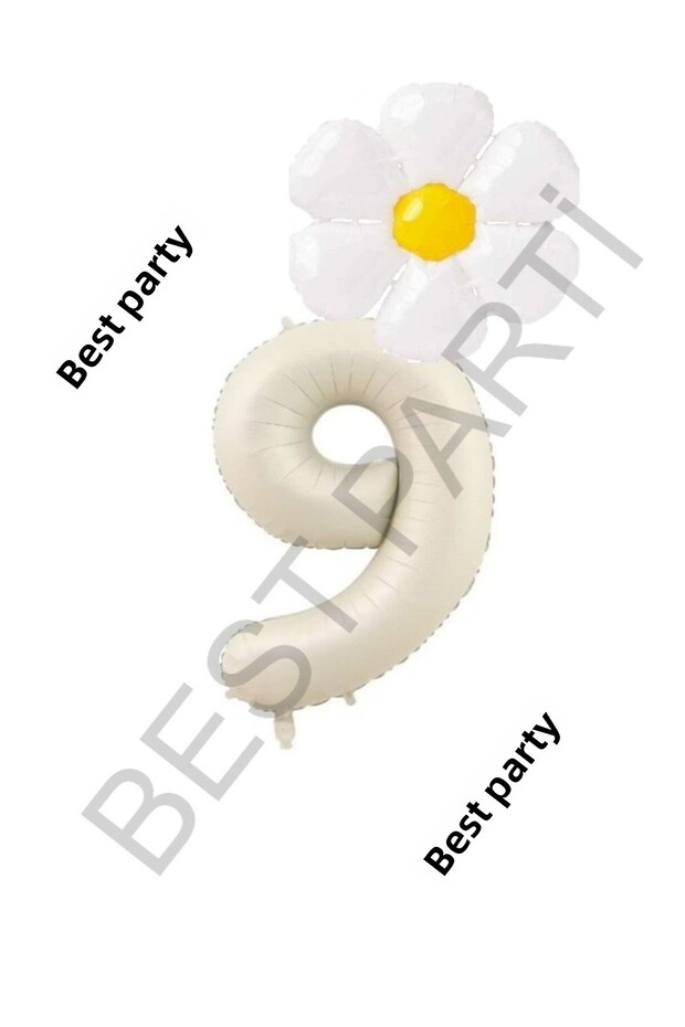 Best Beige Number and White Daisy Foil Balloon Set Age 9