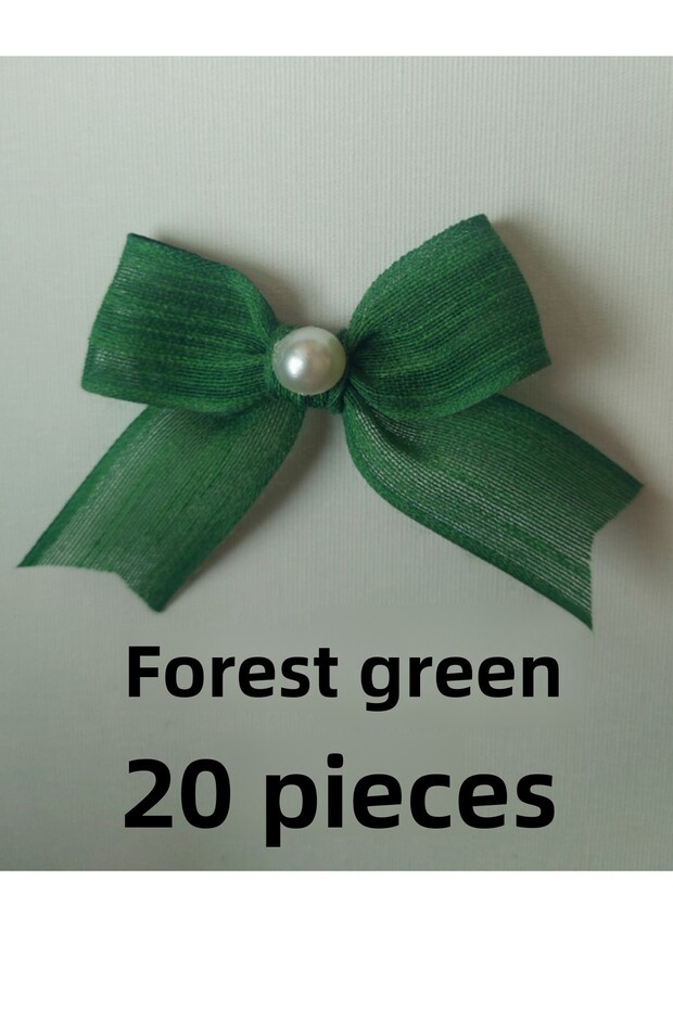 Pearl Detailed Linen Ribbon Napoli Ready-Made Bow (20 Pieces)