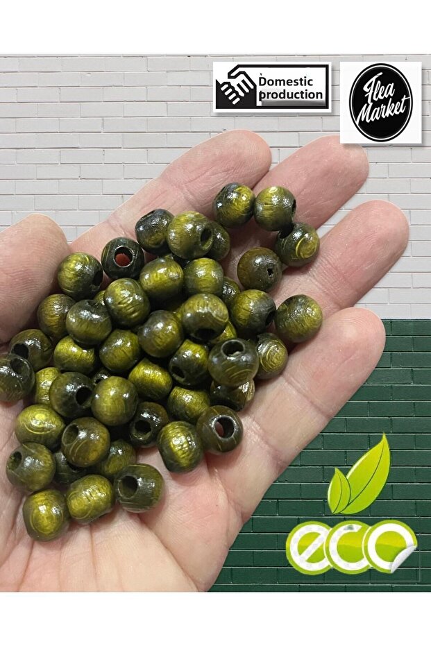 Economic Package 1 Kilo 10mm Wooden Beads - Khaki - (Medium - 2500-3000 Pieces)