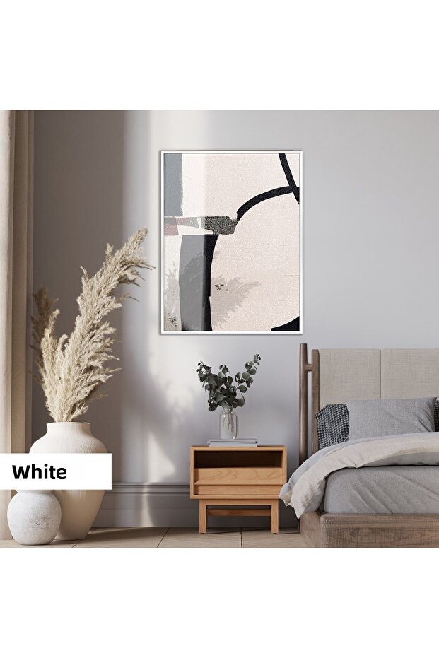 Amazing | Abstract | Cream Black Patterned Pattern | Framed Tempered Glass Table Single Vertical