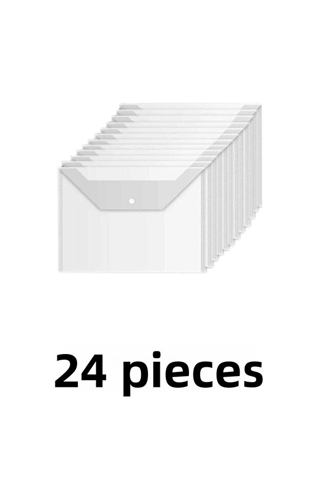 24 Pieces Transparent A4 Snap Fastener File Envelope File - 1