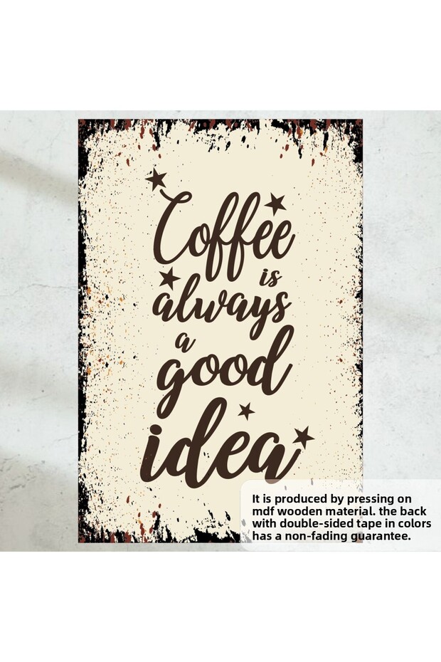 Home Kitchen Cafe Decoration Coffee Wall Lettering Retro Wood Poster Painting