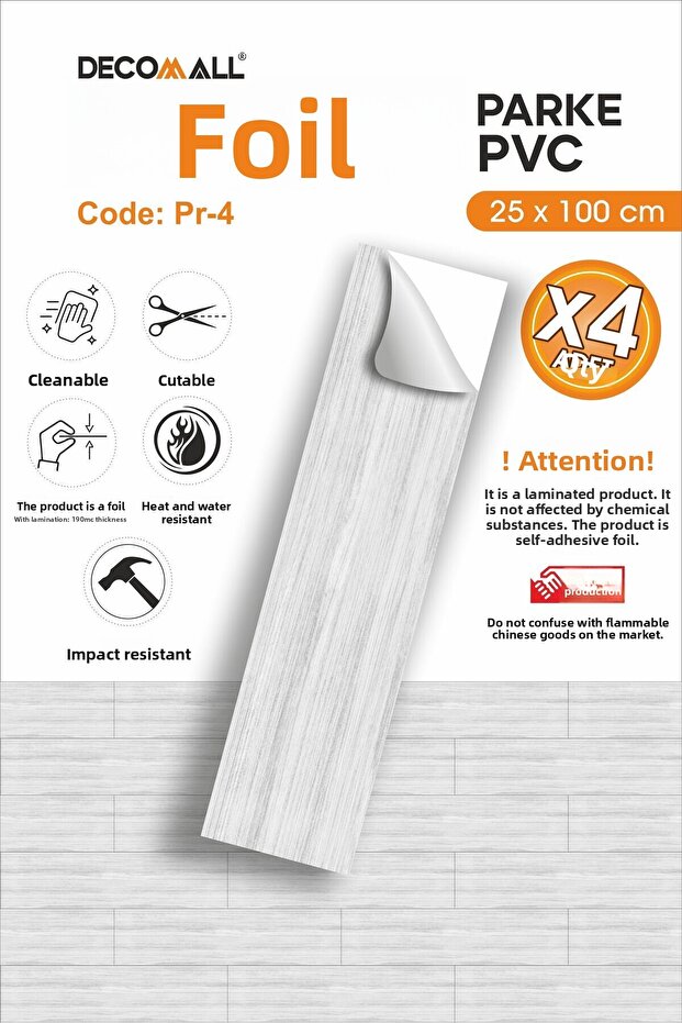 Pr-4 Self-Adhesive Foil 4Pcs Hardwood Floor Wall Tiles Coating Water Resistant Laminated