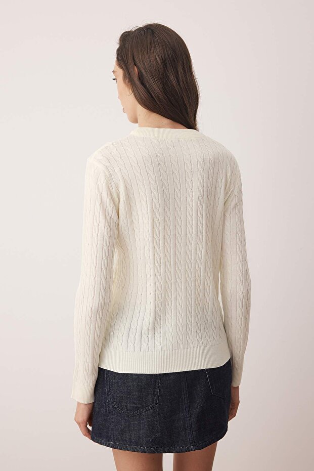 Ecru Horse Embroidered Hair Knit Thin Knitwear Sweater Twoaw26Kz00122 - 4