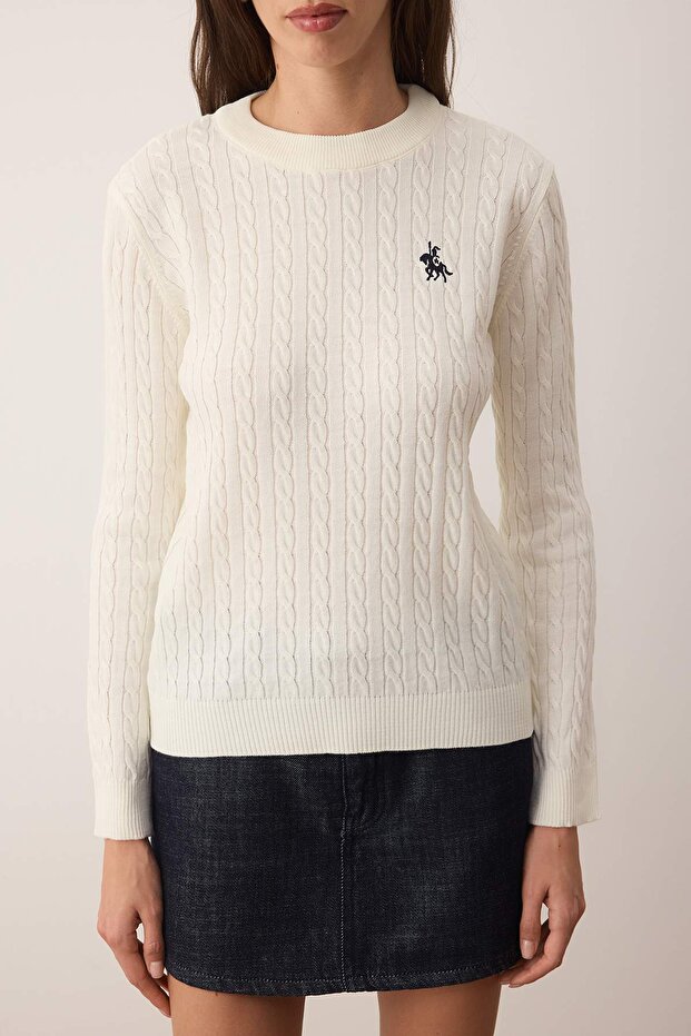 Ecru Horse Embroidered Hair Knit Thin Knitwear Sweater Twoaw26Kz00122 - 3