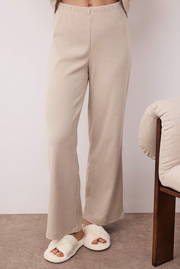 Bej Fitilli Örme Pijama Takımı THMAW21PT0684 - 3