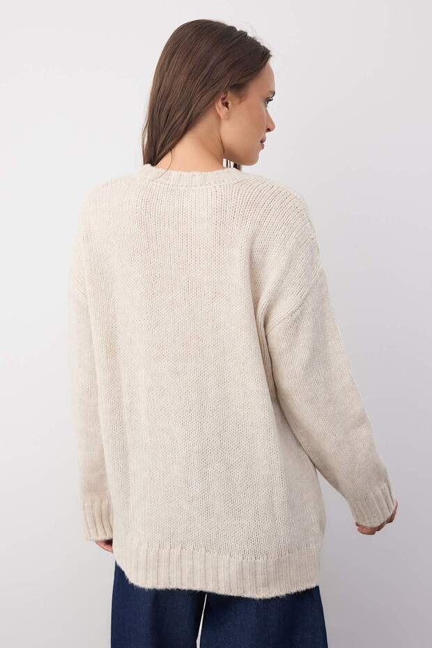 Wardrobe Essentials Taş Yumuşak Dokulu Geniş Kalıp Basic Triko Kazak | TWOAW26KZ00073 - 4