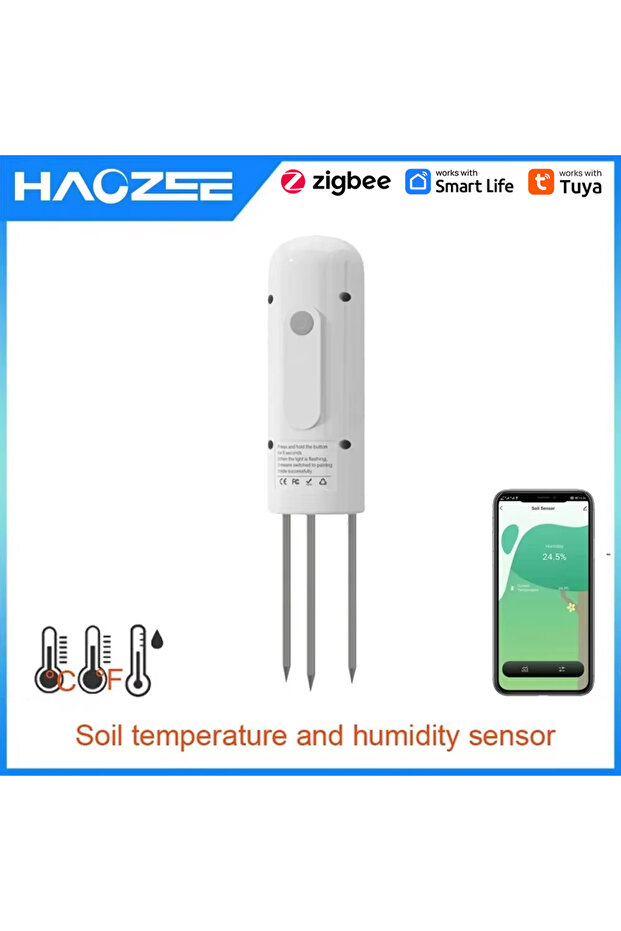 Haozee Tuya Smart Zigbee Soil Tester Temperature and Humidity Meter Waterproof Moisture Garden I... - 1
