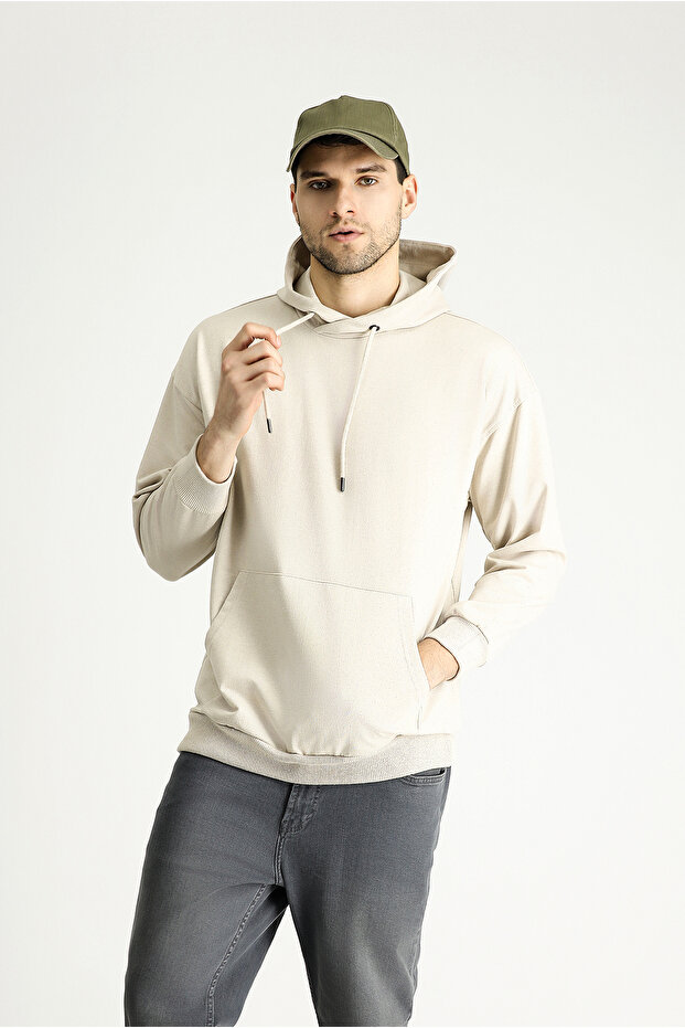 Kapüşonlu Oversize Pamuklu Sweatshirt - 1