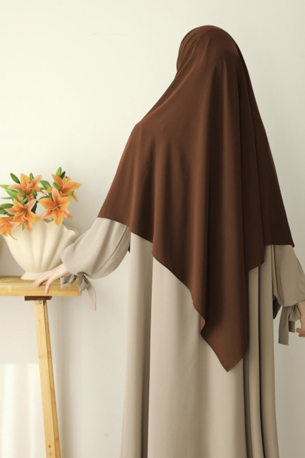 Tesettür Hijab Medine Ipeği Eşarp Acı Kahve - 5
