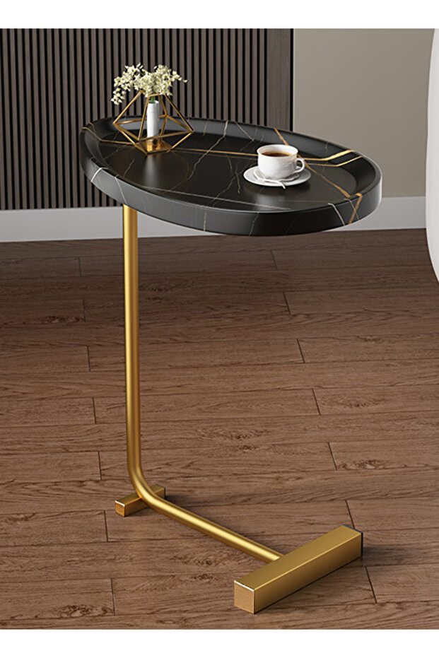 طاولة جانبية بسيطة على شكل حرف C من الرخام المبتكر لغرفة المعيشة، طاولة قهوة متحركة بجانب السرير - 2