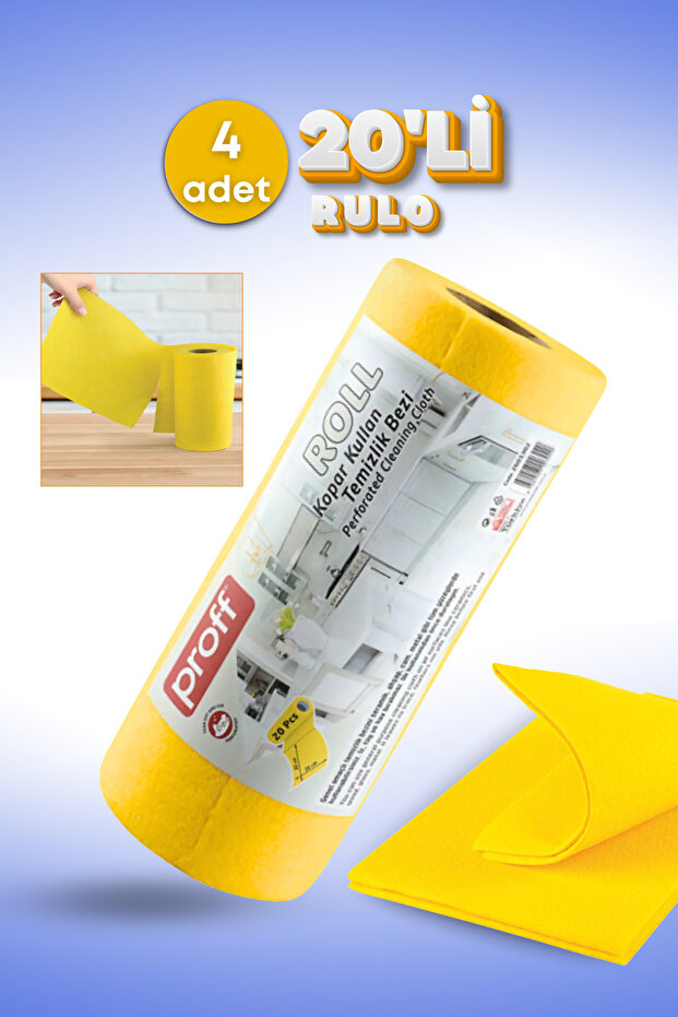4 Pieces of 20 Rolls of Multi-Purpose Cleaning Cloth - Economical and Practical Hygiene