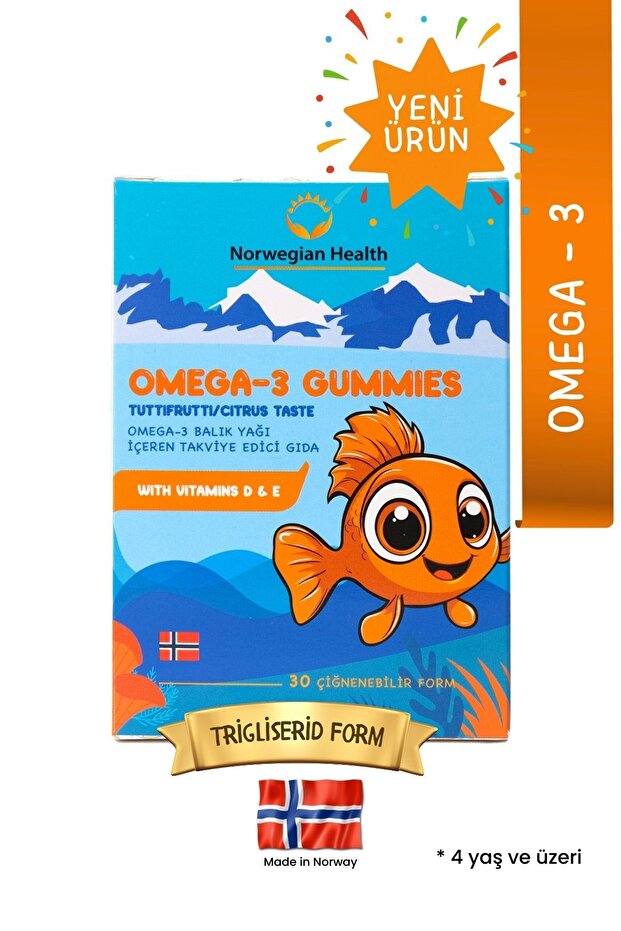 Omega 3 Gummies Çocuklar Için Tutti Frutti Aromalı 30 Çiğnenebilir Norveç Somonlu Balık Yağı - 1