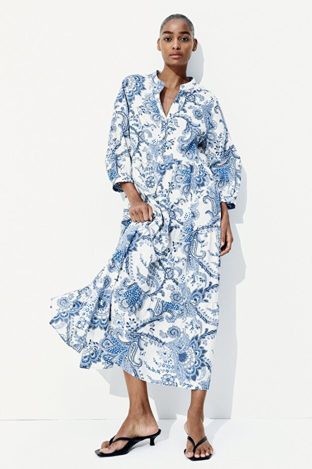 Katlı Midi Elbise - 4