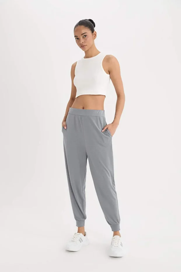 DeFactoFit Oversize Geniş Kalıp Sporcu Pantolon Jogger Paça Standart Boy Modal Kumaş C0492AX24SM - 4