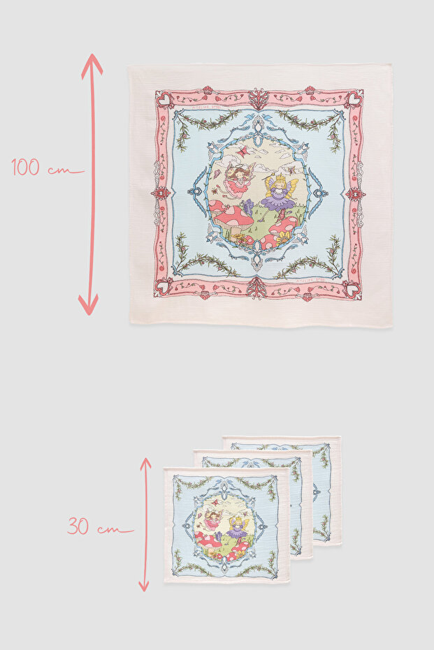 100% Cotton Muslin Baby Blanket and 3-Piece Diaper Set - Fairy Tale