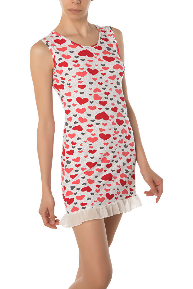Women's Red Love Combed Nightgown - 3