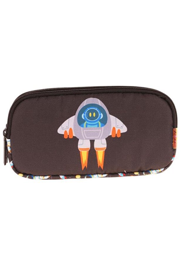 Kids Black and White, Rocket Themed, Three Compartment School Pencil Bag for Boys - L8264