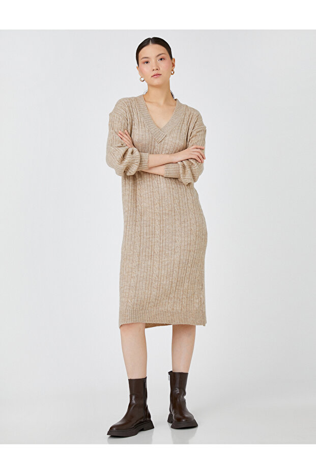 Knitwear Dress Long Sleeve V-Neck