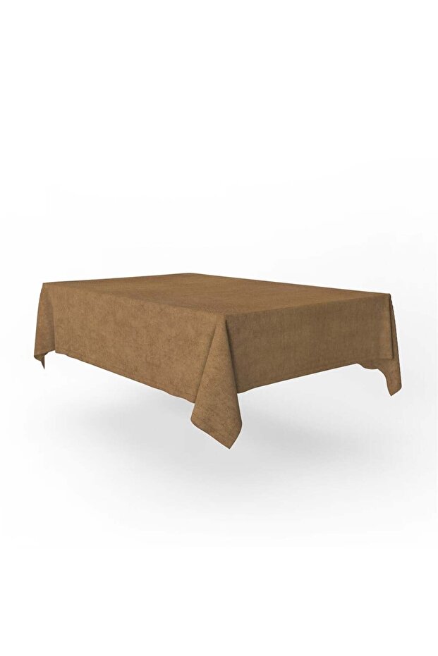 Velvet Textured Tablecloth Camel Color