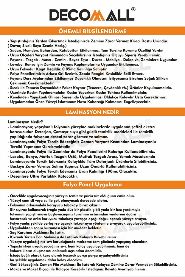 13 Code YAPIŞKANLI DESENLİ FOLYO DUVAR DOLAP MUTFAK TEZGAH ARASI FOLYO KAPLAMA(50x100cm) - 9