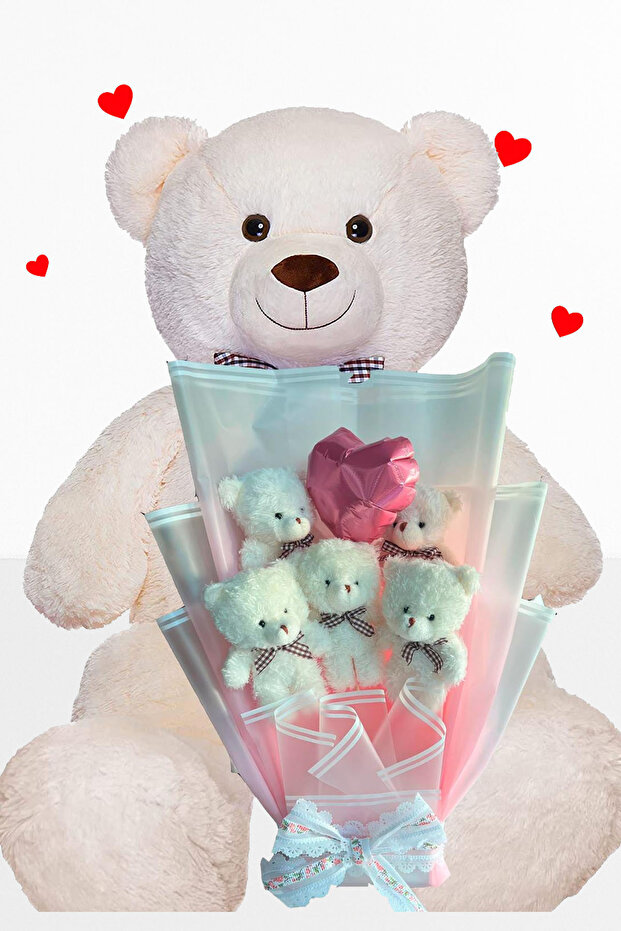 90 cm Large Plush Bear Teddy Bear and Heart Balloon Teddy Bear Bouquet Romantic Gift for Lover Birthday