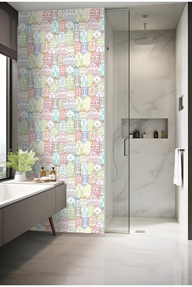 Code 31 Yapışkanlı Desenli Folyo Duvar Dolap Mutfak Tezgah Arası Folyo Kaplama(50X100CM) - 8
