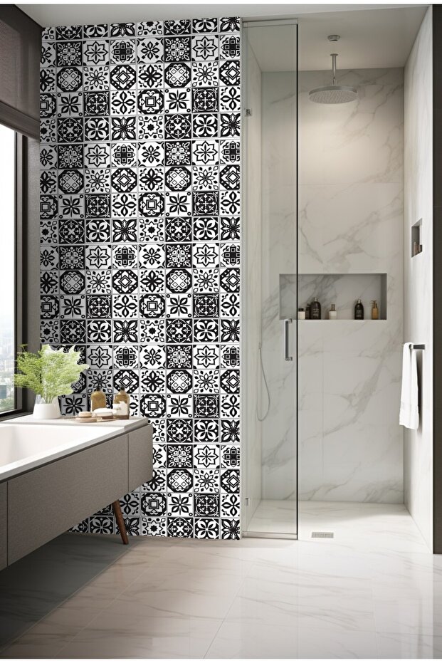 CodeK-8 Kendinden Yapışkanlı FOLYO KARO Suya Dayanıklı Mutfak Banyo Zemin Kaplama 30x30 Cm(4 ADET) - 8