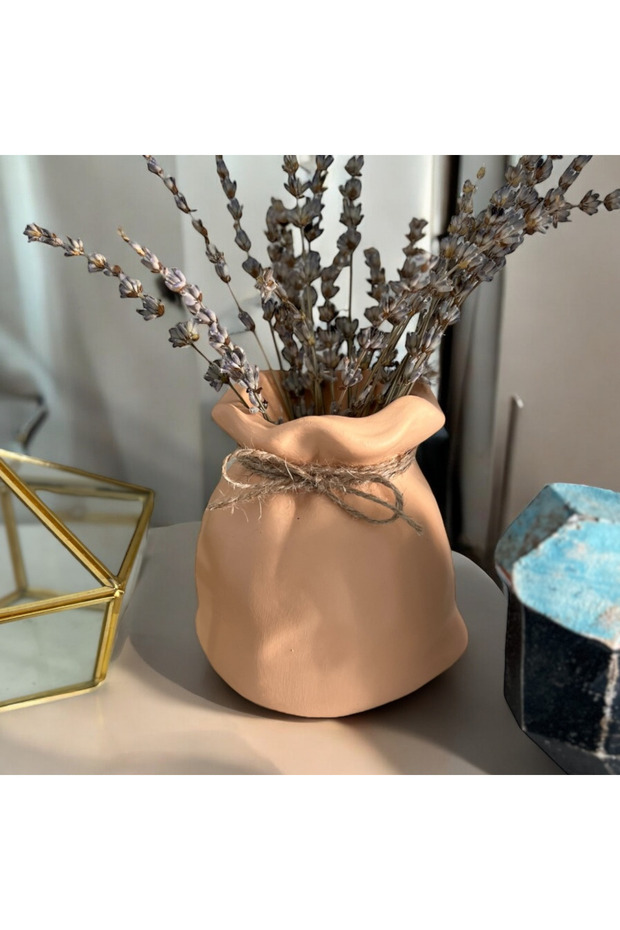 Handmade Rustic Decorative Vase – Bundle Shaped Ceramic Look Home Accessory
