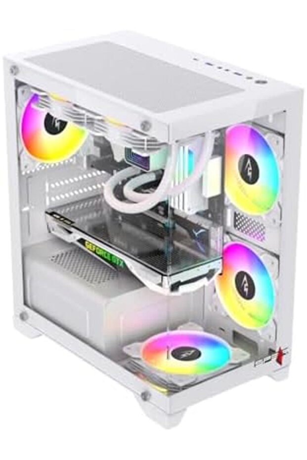 كيس كمبيوتر ألعاب سوشي 345 Micro Atx حجم لوحه أم (صغير) 4 مراوحARGB- لون أبيض - 7