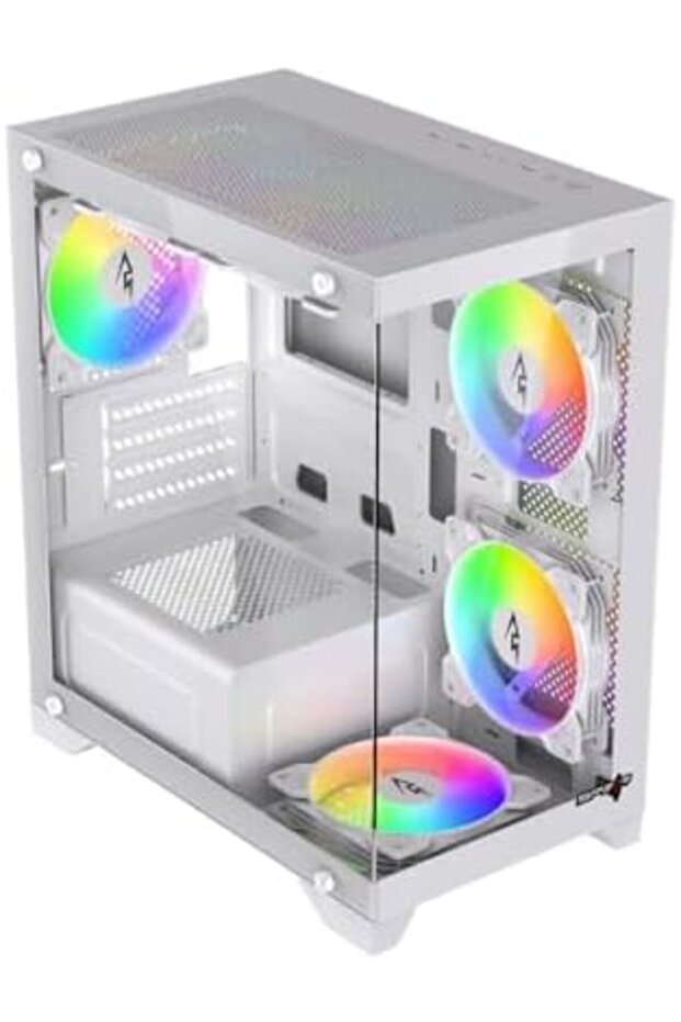 كيس كمبيوتر ألعاب سوشي 345 Micro Atx حجم لوحه أم (صغير) 4 مراوحARGB- لون أبيض - 3