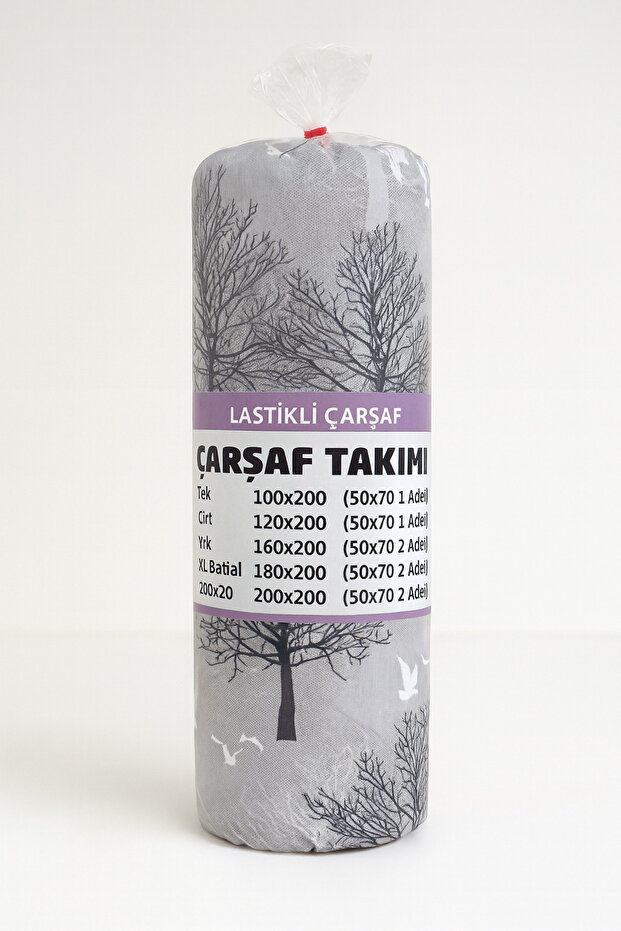 ملاءة مطاطية قطنية مزدوجة + 2 قطعة من أغطية الوسائد طقم سرير متين منقوش - 3