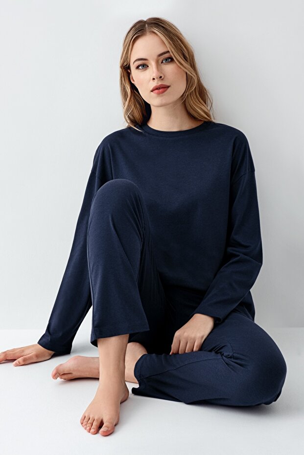 Kadın Modal Sade Kışlık Pijama Takımı - 1