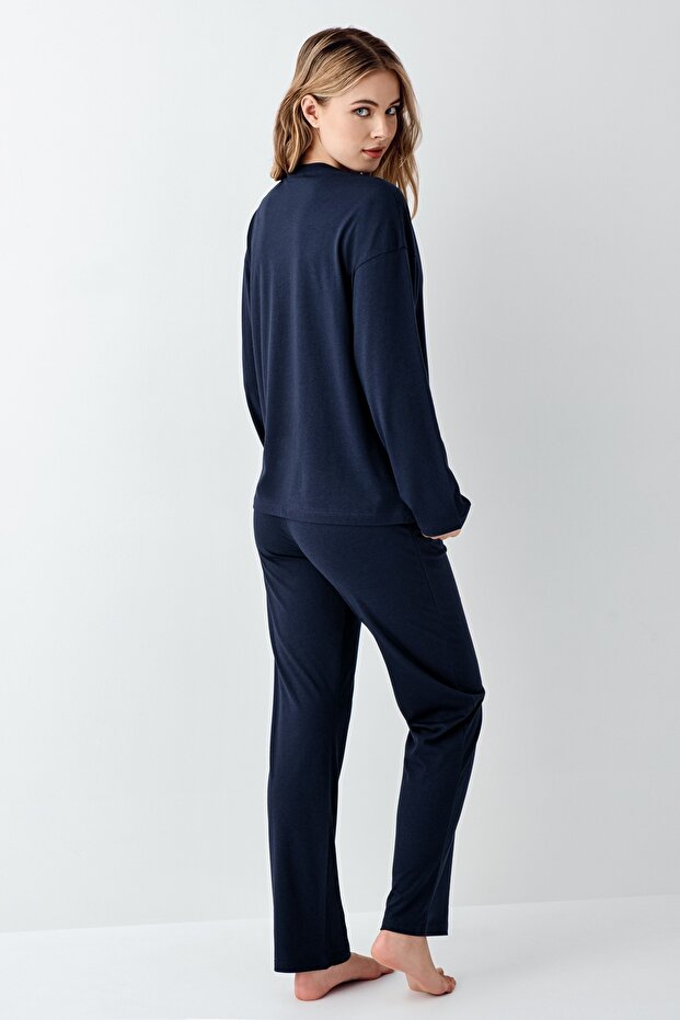 Kadın Modal Sade Kışlık Pijama Takımı - 4