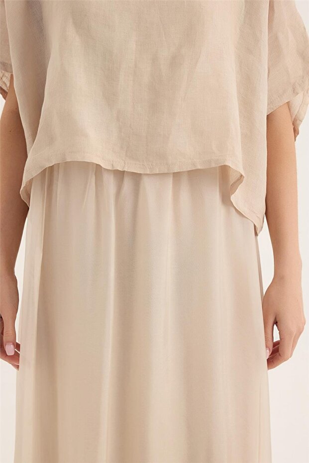 Keten İpek Elbise - 4