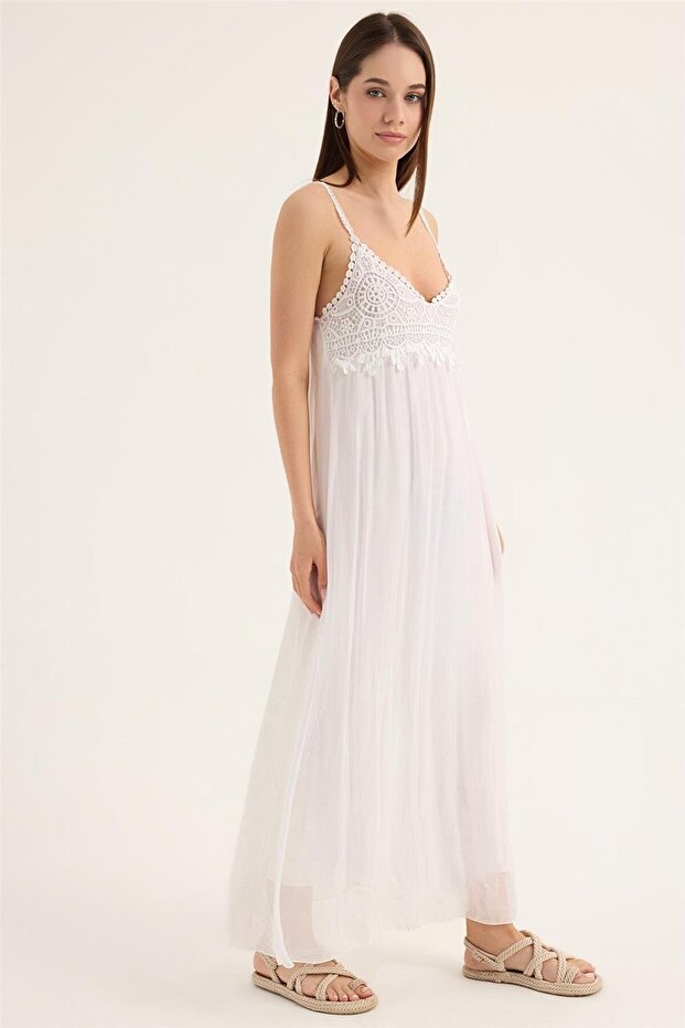 Askı Kup Dantelli Elbise - 3