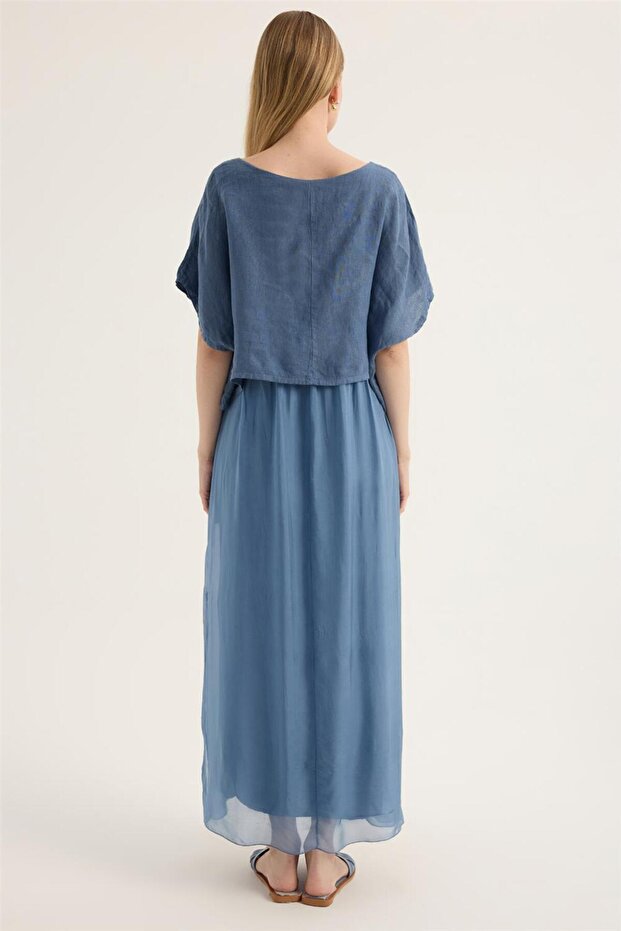 Keten İpek Elbise - 5