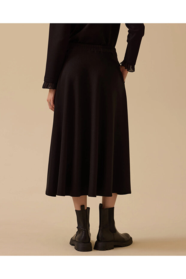 Elastik Bel Cepli Kloş Etek - 2