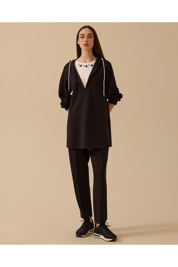 Taş Detaylı Kapüşonlu Sweatshirt - 2