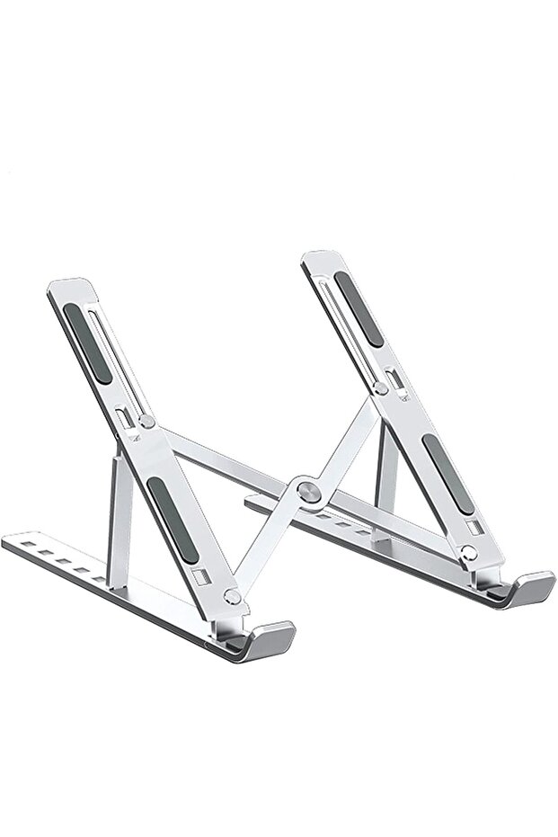 Foldable Laptop Stand, Portable Aluminum Heat Dissipating and Ventilating Ergonomic Riser With Adjustable Height Angle, Extra Strong Stand