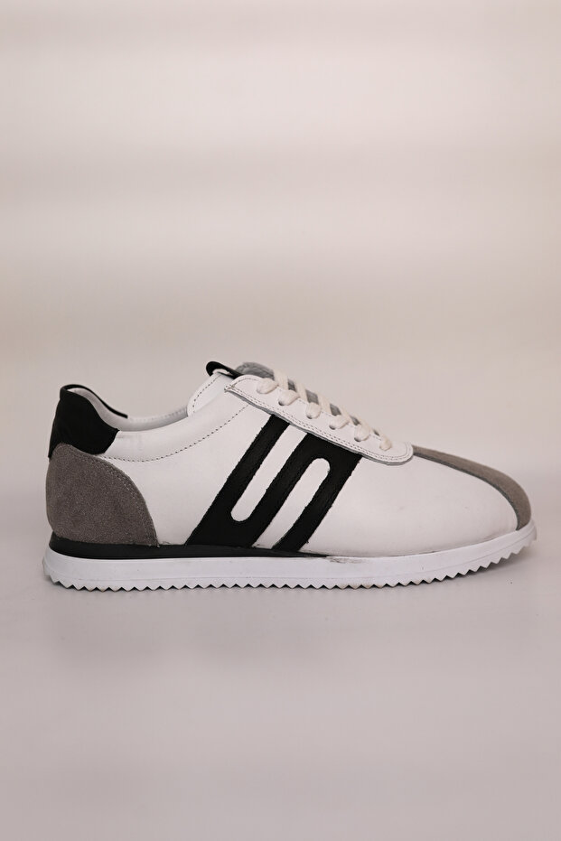White Black Nubuck Leather Men Sneakers -Stylish and Comfortable Men Sneakers