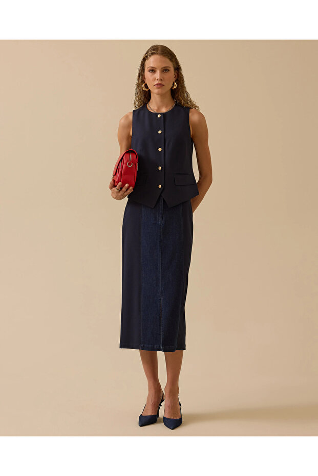 Button Detailed Classic Vest - 1