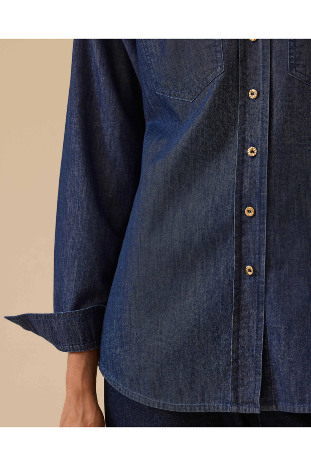 Cepli Düğmeli Jean Gömlek - 7